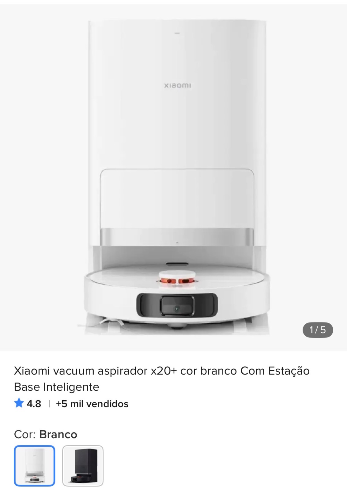 Xiaomi vacuum aspirador x20+ cor branco Com Estação Base Inteligente