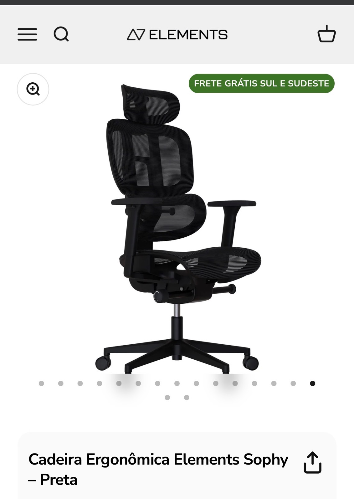 Cadeira Ergonômica Elements Sophy – Preta