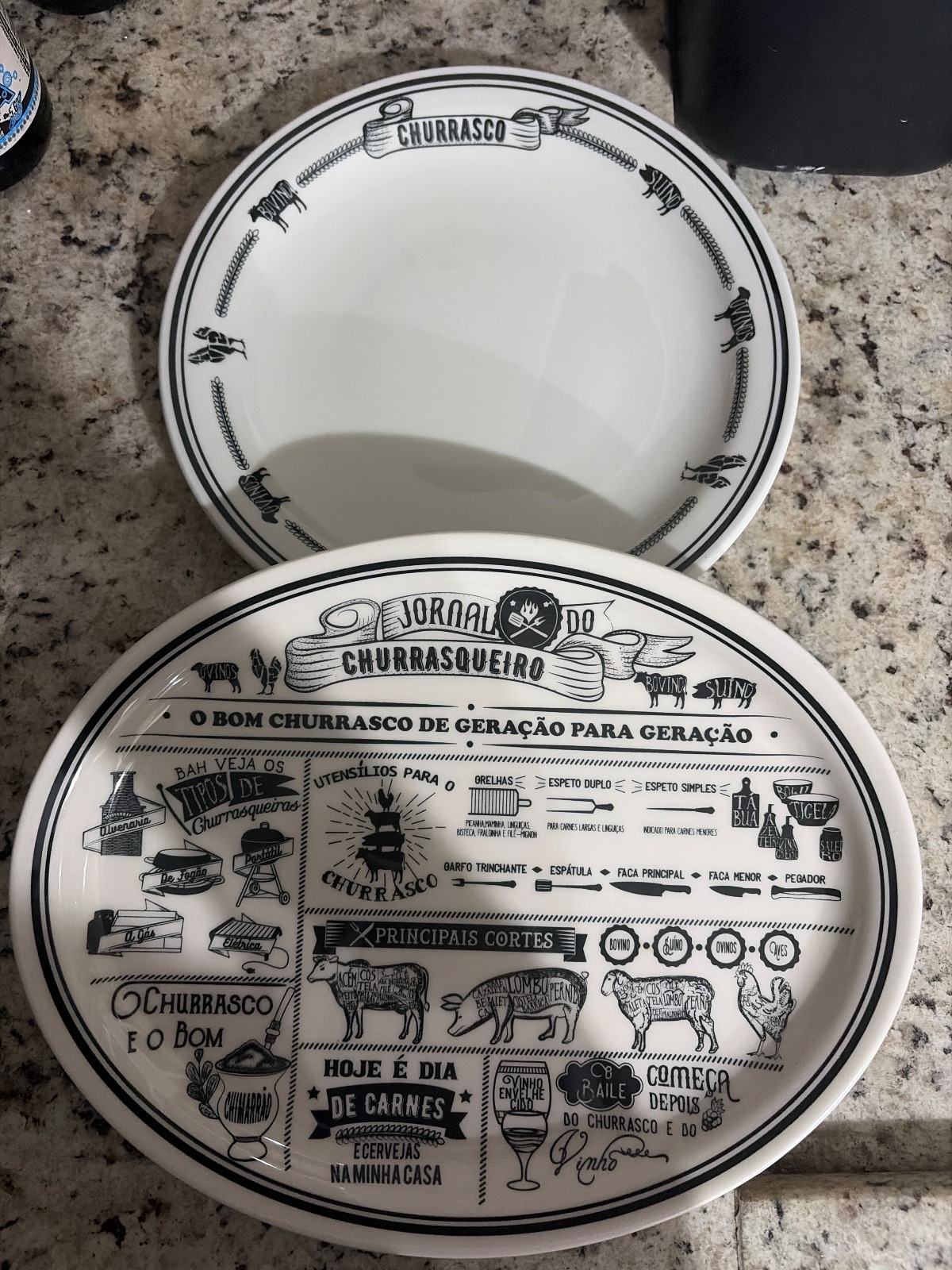 Kit Churrasco 12 Peças Oxford 2 Travessa + 10 Pratos Ceramic