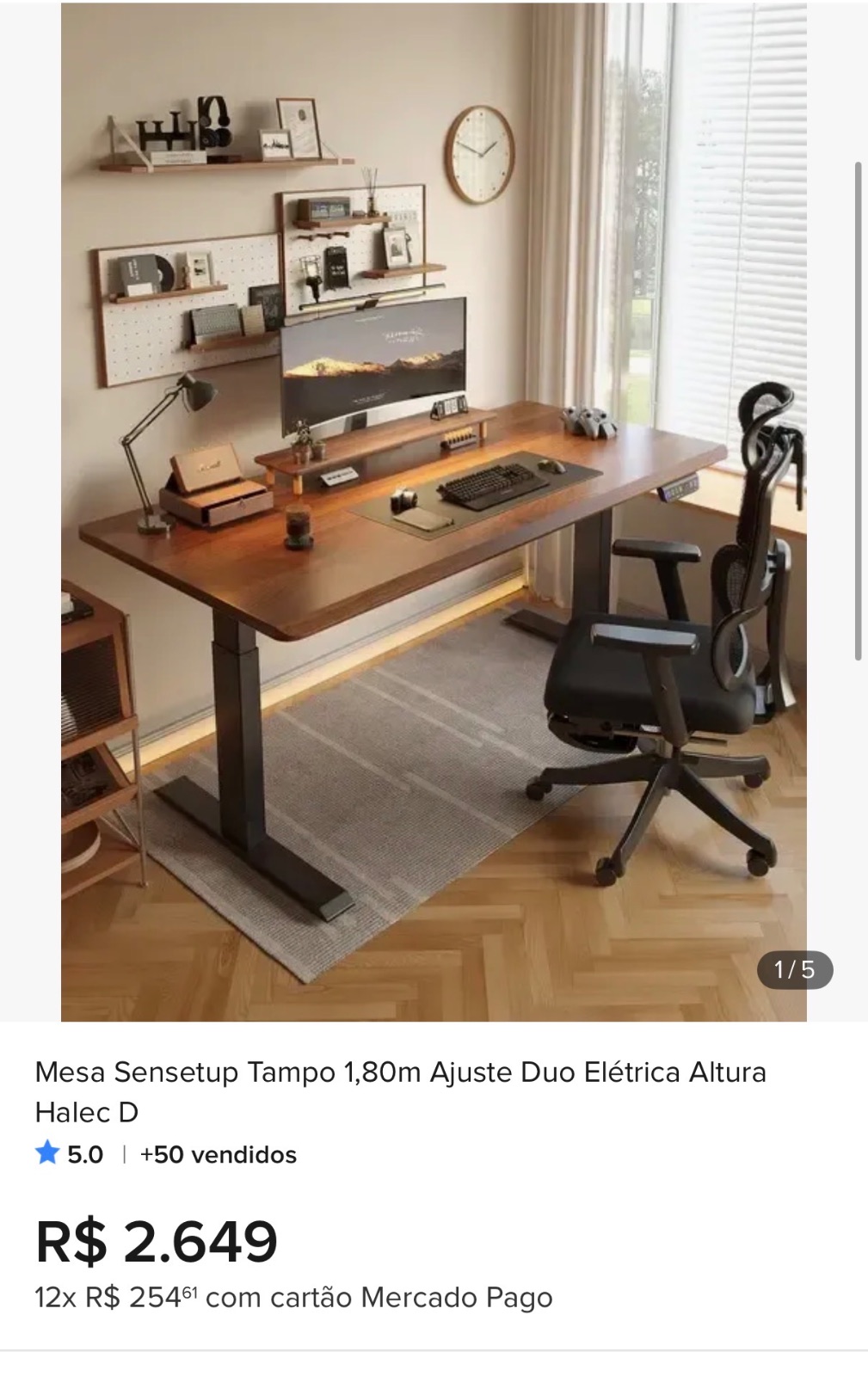Mesa Sensetup Tampo 1,80m Ajuste Duo Elétrica Altura Halec D